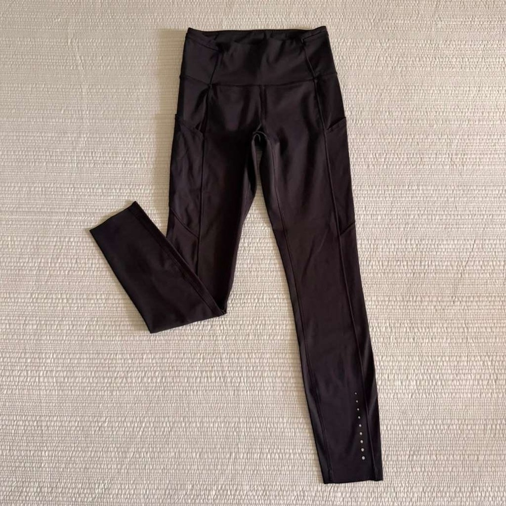 Lululemon Women's Speed Up Tight 25 Black High Rise Leggings Pockets Size 4